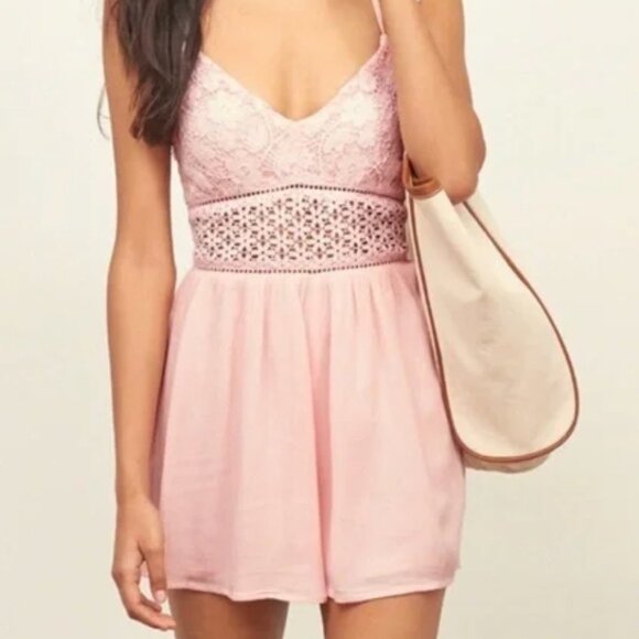Abercrombie & Fitch -- Light Pink Crocheted Romper - Picture 1 of 6